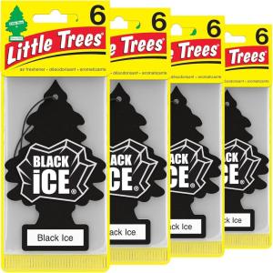 imageLITTLE TREES Air Fresheners Car Air Freshener Hanging Tree Provides Long Lasting Scent for Auto or Home Wild Cherry 24 Air FreshenersBlack Ice