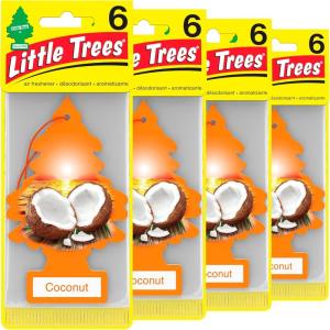 imageLITTLE TREES Air Fresheners Car Air Freshener Hanging Tree Provides Long Lasting Scent for Auto or Home Wild Cherry 24 Air FreshenersCoconut