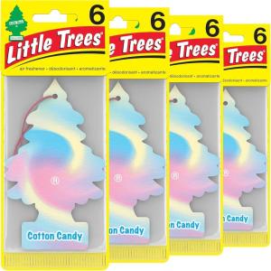 imageLITTLE TREES Air Fresheners Car Air Freshener Hanging Tree Provides Long Lasting Scent for Auto or Home Wild Cherry 24 Air FreshenersCotton Candy