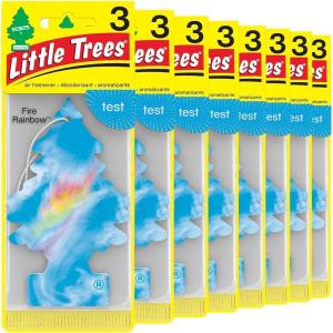 imageLITTLE TREES Air Fresheners Car Air Freshener Hanging Tree Provides Long Lasting Scent for Auto or Home Wild Cherry 24 Air FreshenersFire Rainbow