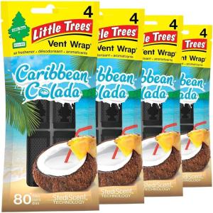 imageLITTLE TREES Car Air Freshener Vent Wrap Provides LongLasting Scent Invisibly Fresh Caribbean Colada 16 Air Fresheners