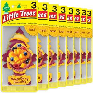 imageLittle Trees Car Air Freshener  Hanging Tree Provides Long Lasting Scent for Auto and Home  Mango Berry Smoothie 24 Air Fresheners